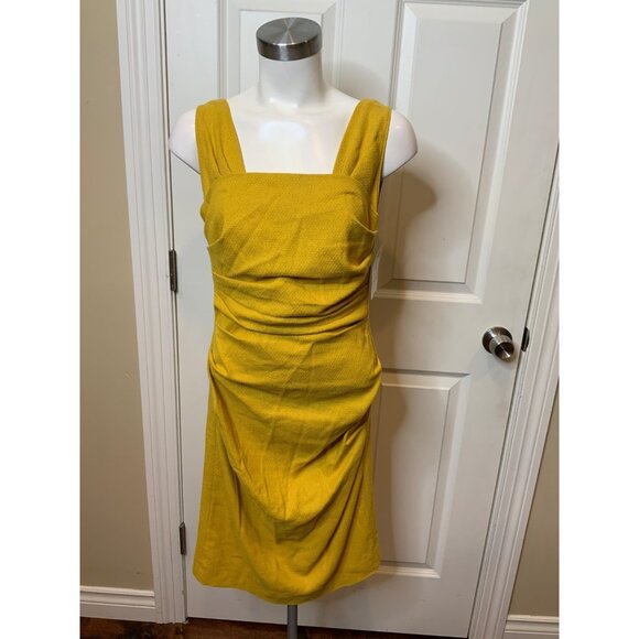 Moschino Cheap & Chic Mustard Yellow Ruched Sleeveless Pencil Dress, Size 8 - Picture 1 of 5